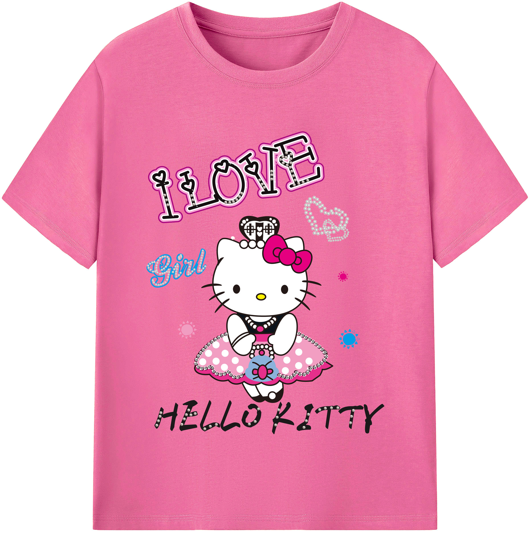 （画像用） Hello Kitty ハローキティ レディースカジュアルプリントTシャツ（綿100％）
